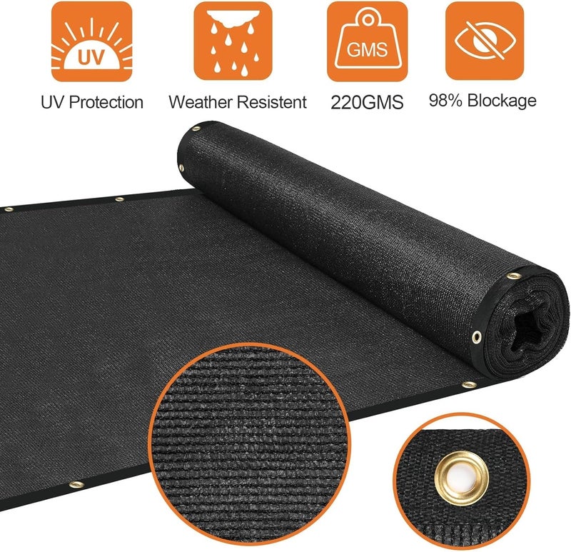 DenForste Privacy Fence Screen,with Gloves, 4X50FT Heavy Duty 220GSM 98% Blockage Privacy Screen Fence for Outdoor Wall Garden Yard Backyard (Black) - Image 2